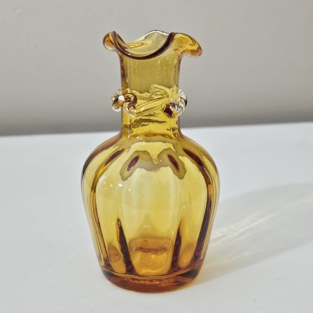 Vintage Amber Pilgrim Glass Bud Vase